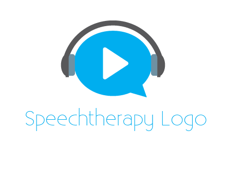 play button wearing headphones logo