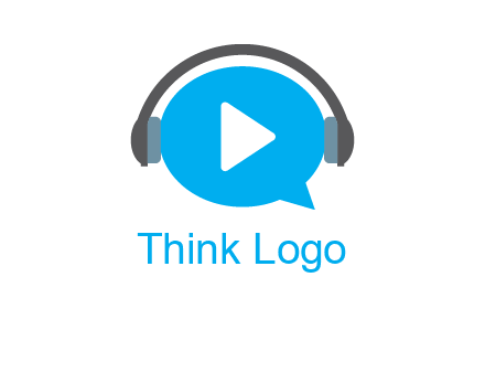 play button wearing headphones logo