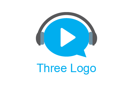 play button wearing headphones logo