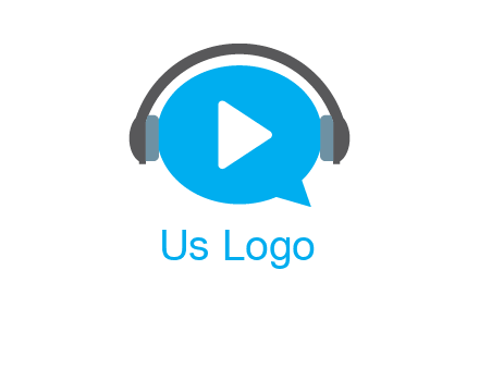 play button wearing headphones logo