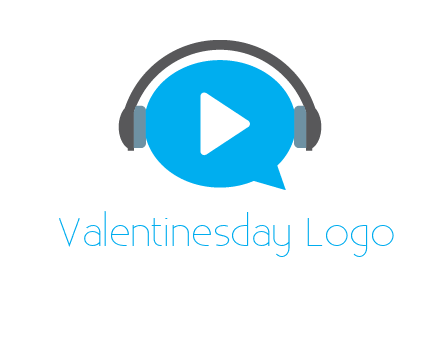 play button wearing headphones logo