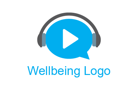 play button wearing headphones logo