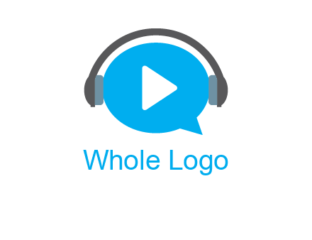 play button wearing headphones logo
