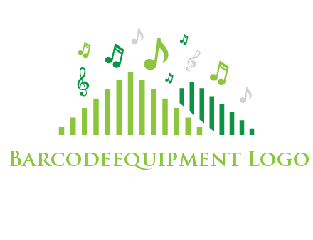 music notes above equalizer bars animation forming triangles logo