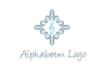 music note inside filigree tile logo