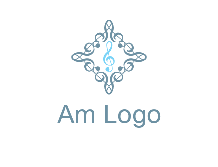 music note inside filigree tile logo