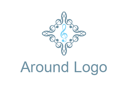 music note inside filigree tile logo