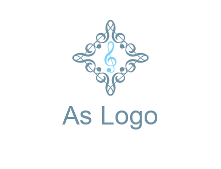 music note inside filigree tile logo