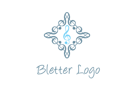 music note inside filigree tile logo