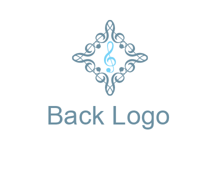 music note inside filigree tile logo