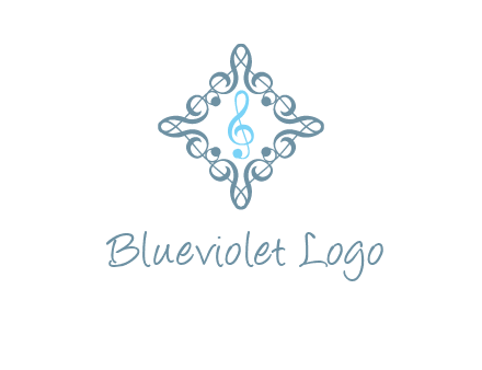 music note inside filigree tile logo