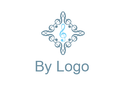 music note inside filigree tile logo