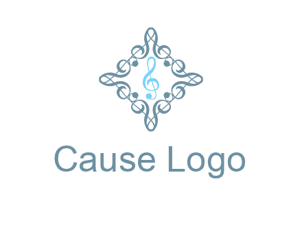 music note inside filigree tile logo