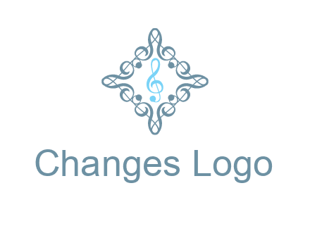 music note inside filigree tile logo