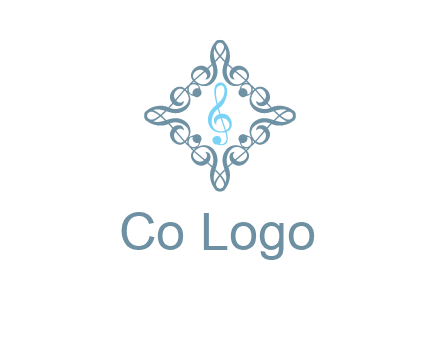 music note inside filigree tile logo