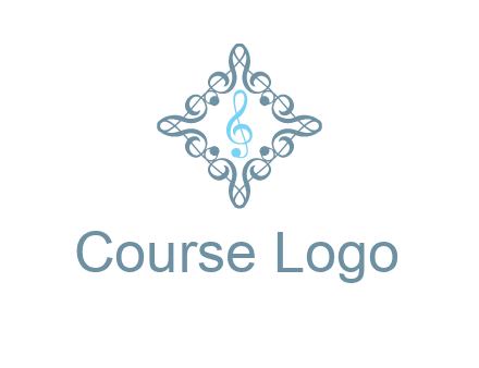music note inside filigree tile logo