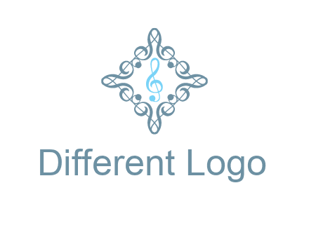 music note inside filigree tile logo
