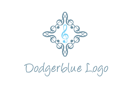 music note inside filigree tile logo