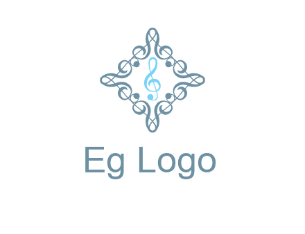 music note inside filigree tile logo