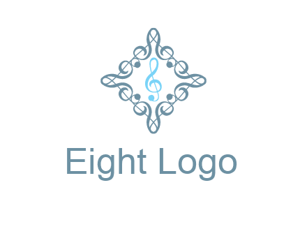 music note inside filigree tile logo