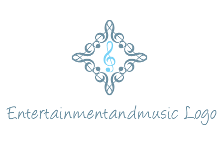 music note inside filigree tile logo