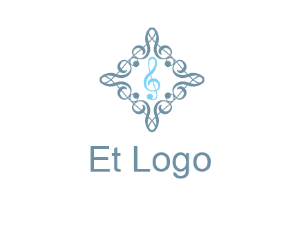 music note inside filigree tile logo