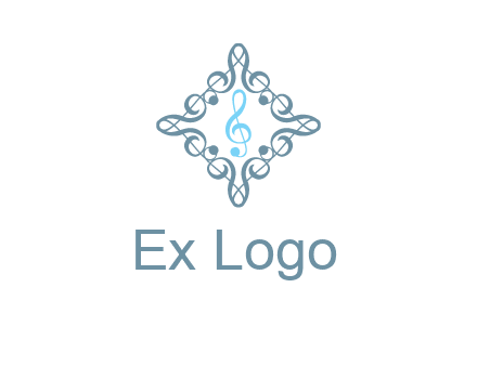 music note inside filigree tile logo