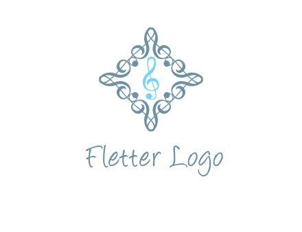 music note inside filigree tile logo