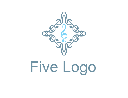 music note inside filigree tile logo