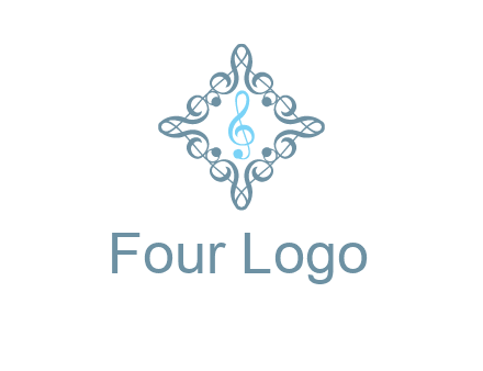 music note inside filigree tile logo