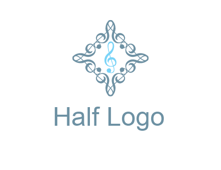 music note inside filigree tile logo