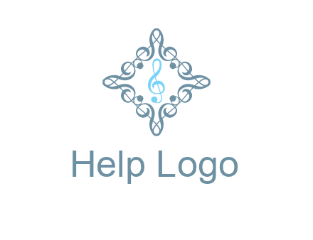 music note inside filigree tile logo