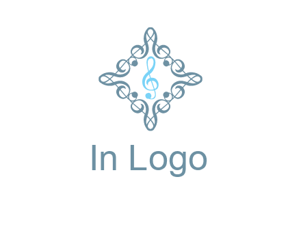 music note inside filigree tile logo