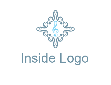 music note inside filigree tile logo