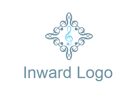 music note inside filigree tile logo