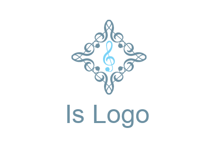 music note inside filigree tile logo