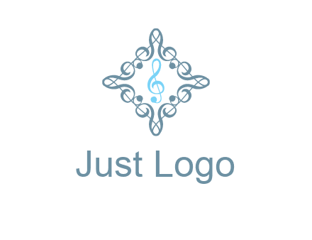 music note inside filigree tile logo