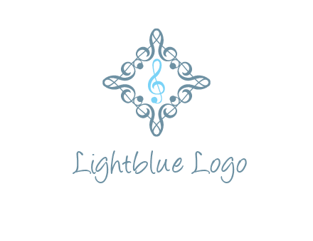 music note inside filigree tile logo