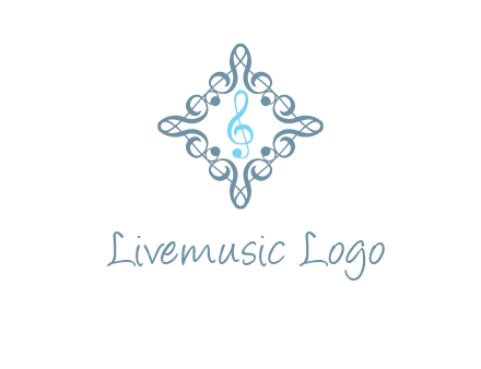music note inside filigree tile logo
