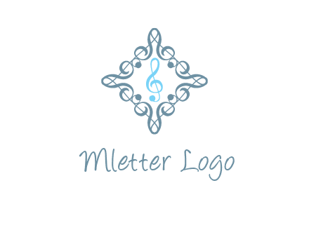 music note inside filigree tile logo