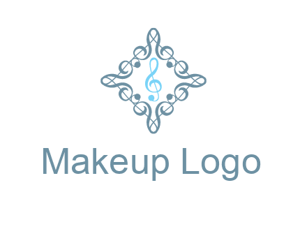 music note inside filigree tile logo