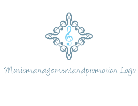 music note inside filigree tile logo