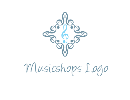 music note inside filigree tile logo