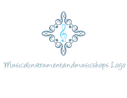 music note inside filigree tile logo