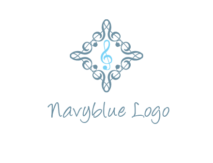 music note inside filigree tile logo