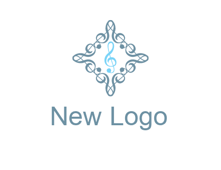 music note inside filigree tile logo