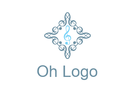 music note inside filigree tile logo