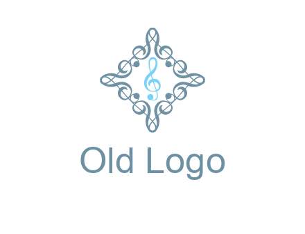 music note inside filigree tile logo