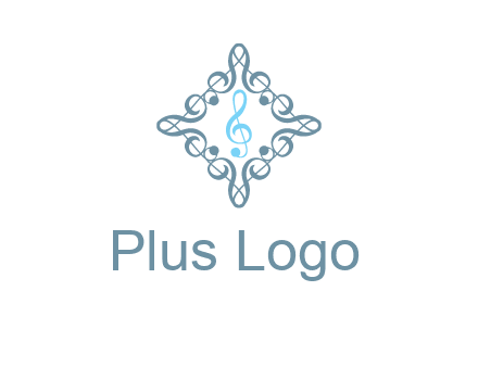 music note inside filigree tile logo