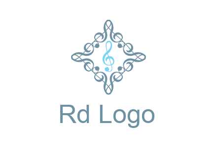 music note inside filigree tile logo